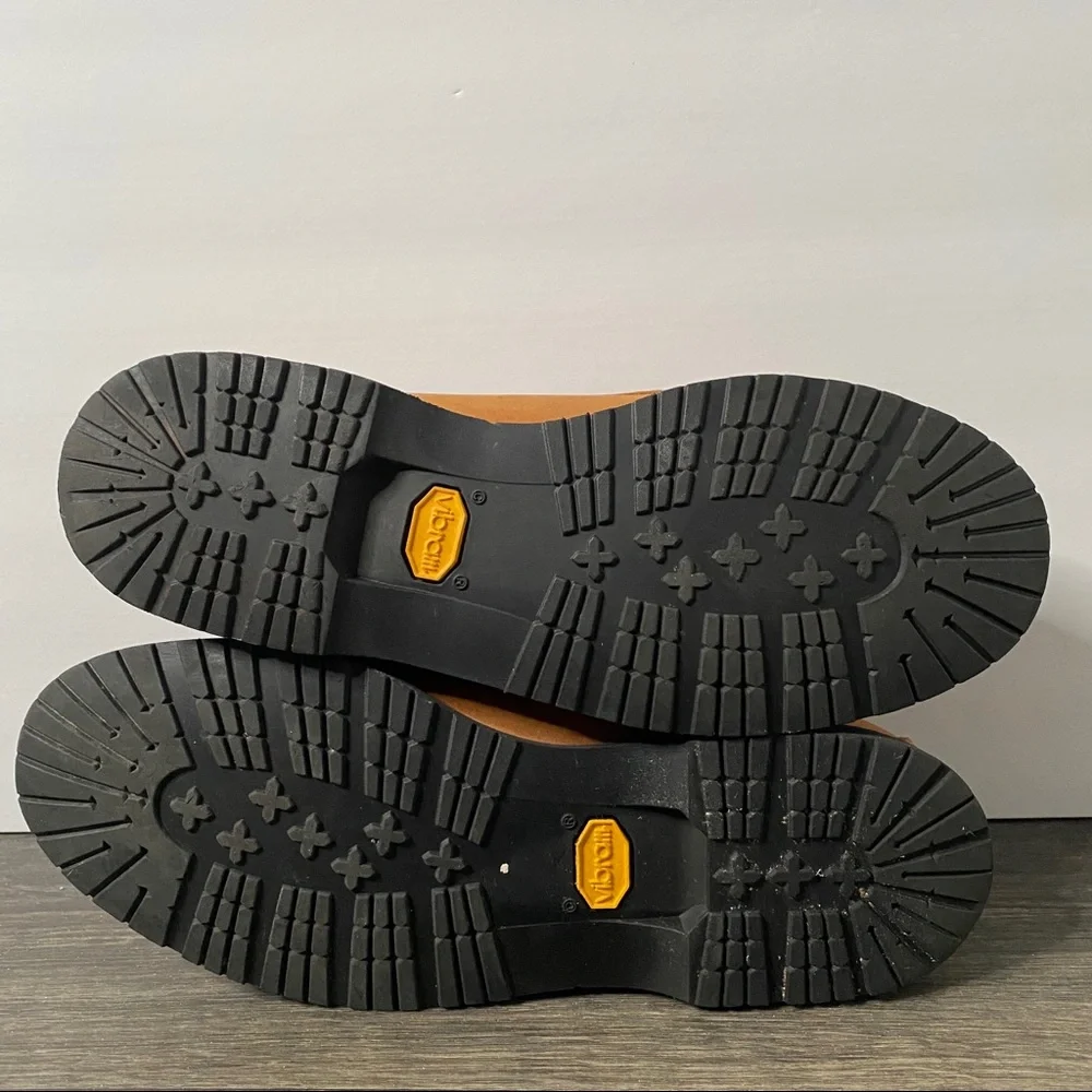 Quoddy Moccasin Boat Shoes Brown Leather Loafers Mens Size 12 Vibram Soles Tread - Picture 10 of 11